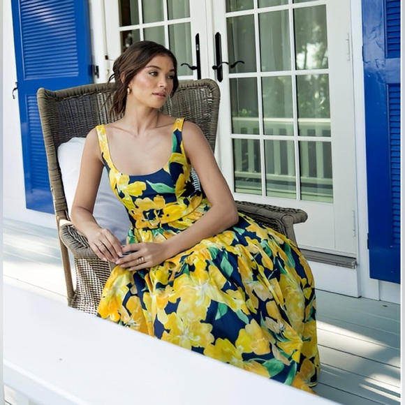 Hutch Alice Belted Tiered Maxi Dress Floral Shantung Size XXL - Picture 1 of 14